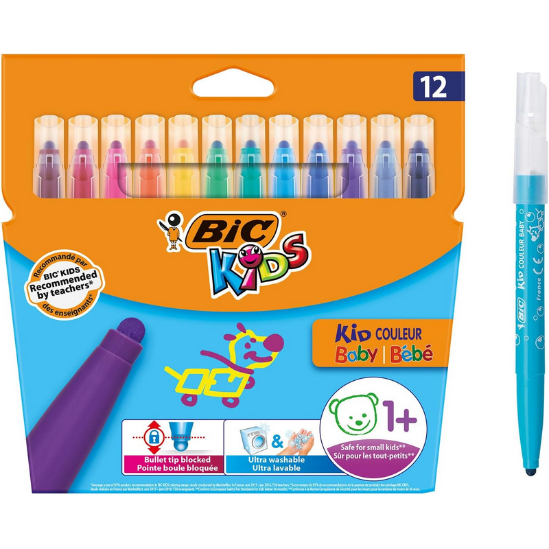 BIC KIDS Feutre Kid Couleur Baby, étui en carton de 12