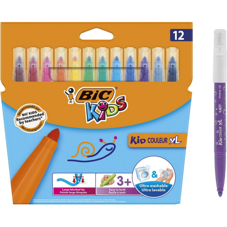 BIC KIDS Feutre Kid Couleur XL, étui en carton de 12