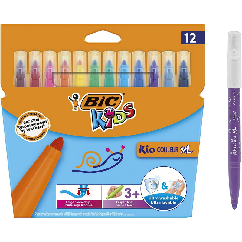 BIC KIDS Feutre Kid Couleur XL, étui en carton de 12