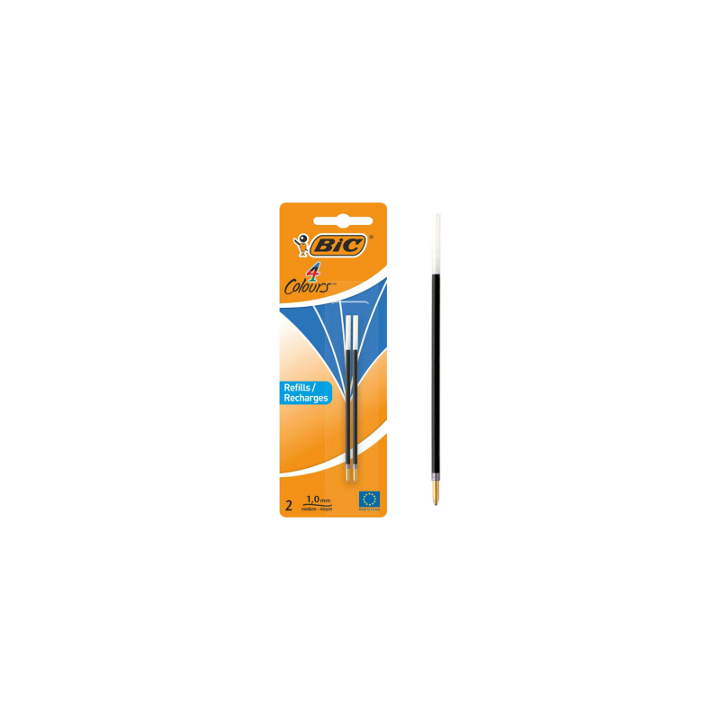 BIC 4 Couleurs Recharges - Pointe Moyenne (1,0 mm) - pack de 2