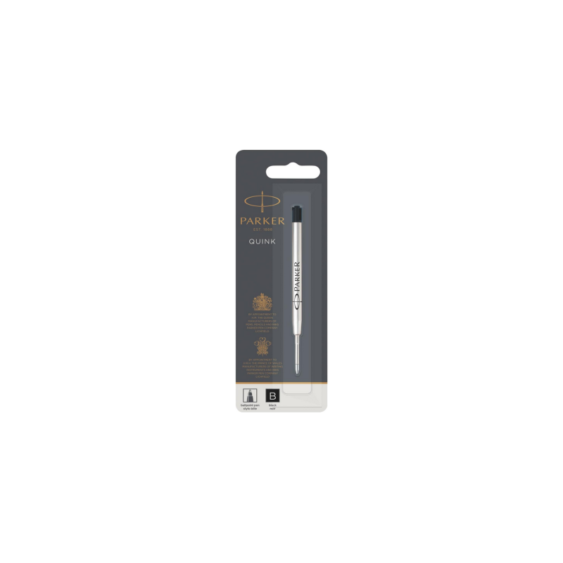 PARKER recharge bille Quinkflow, pointe large, noire, blister X 1