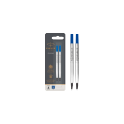PARKER recharge Stylo Roller, pointe moyenne, bleue, blister X 2