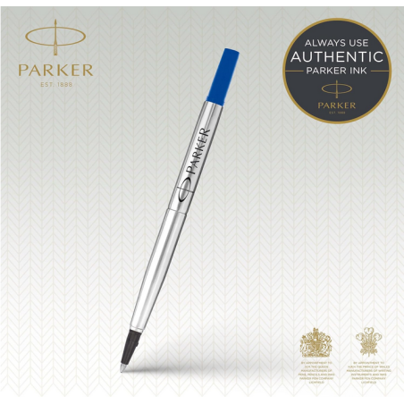 PARKER recharge Stylo Roller, pointe moyenne, bleue, blister X 2