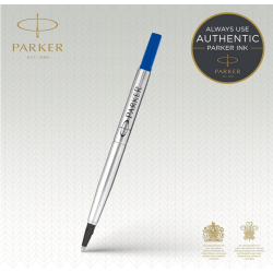 PARKER recharge Stylo Roller, pointe moyenne, bleue, blister X 2