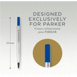 PARKER recharge Stylo Roller, pointe moyenne, bleue, blister X 2