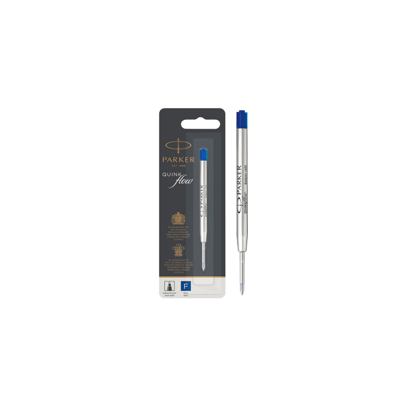 PARKER recharge bille Quinkflow, pointe fine, bleue, blister X 1