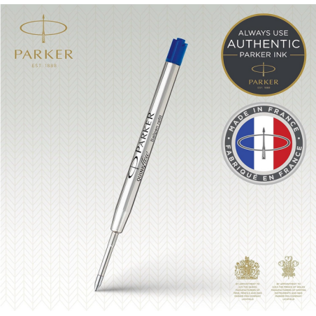 PARKER recharge bille Quinkflow, pointe fine, bleue, blister X 1