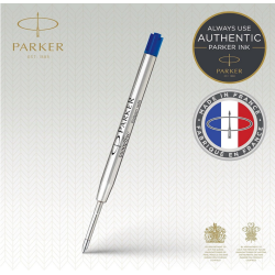 PARKER recharge bille Quinkflow, pointe fine, bleue, blister X 1