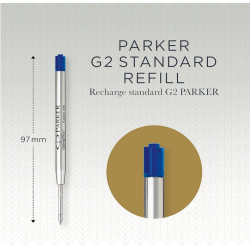 PARKER recharge bille Quinkflow, pointe fine, bleue, blister X 1