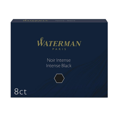 WATERMAN boîte de 8 cartouches longues, couleur Noir intense