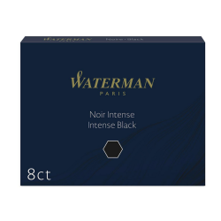 WATERMAN boîte de 8 cartouches longues, couleur Noir intense