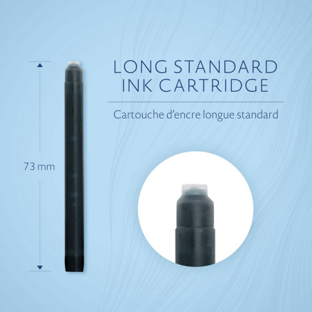 WATERMAN boîte de 8 cartouches longues, couleur Noir intense