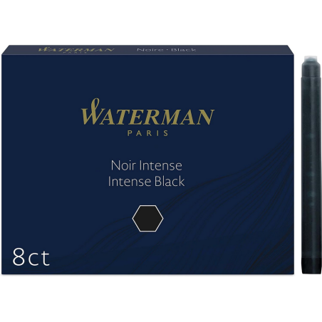 WATERMAN boîte de 8 cartouches longues, couleur Noir intense pour Styl