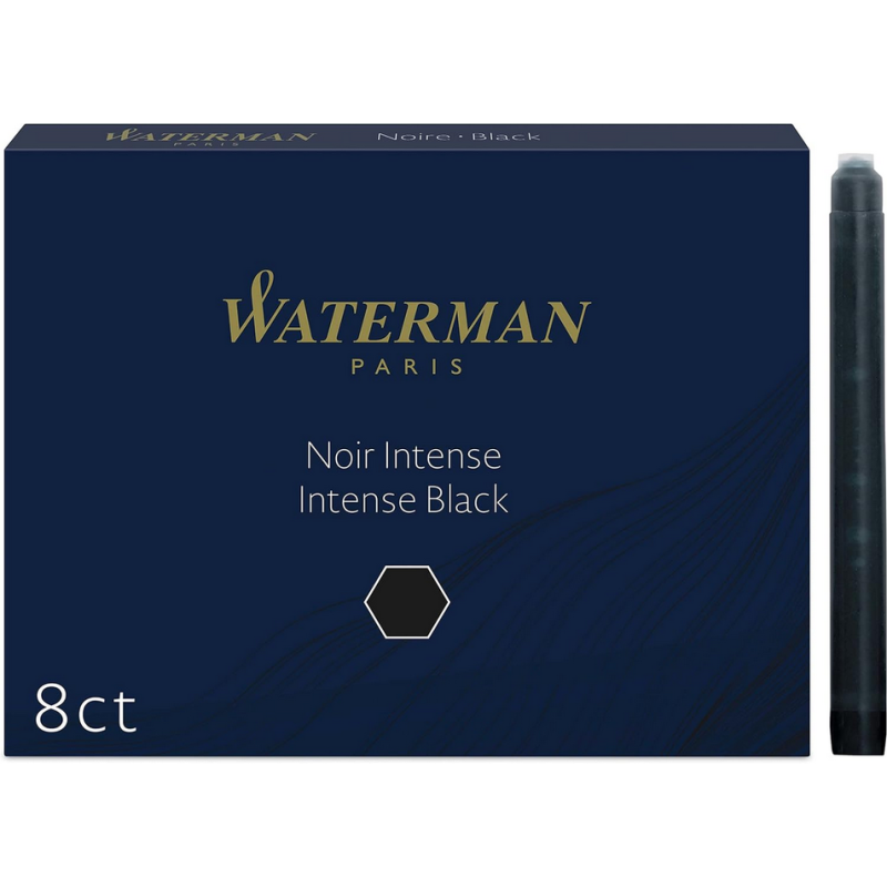 WATERMAN boîte de 8 cartouches longues, couleur Noir intense pour Styl